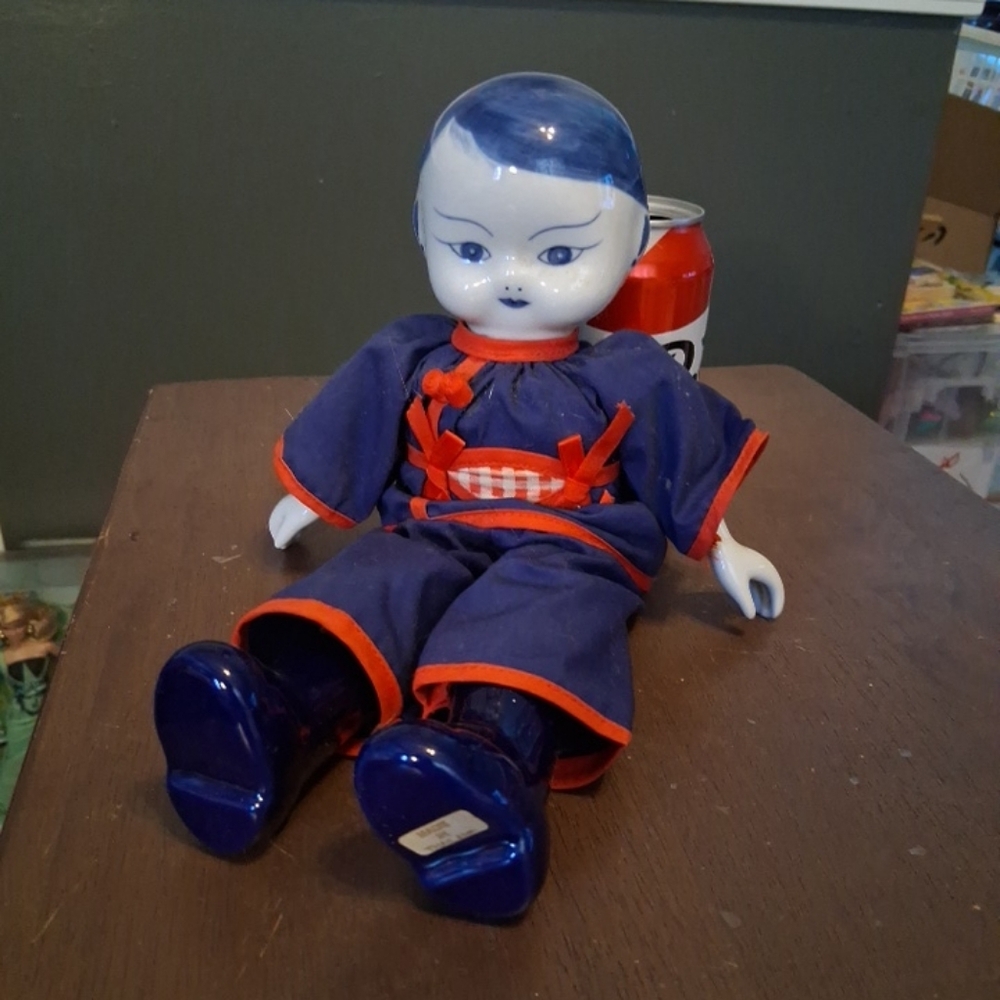 Blue and Red Kids Toy Doll China Head